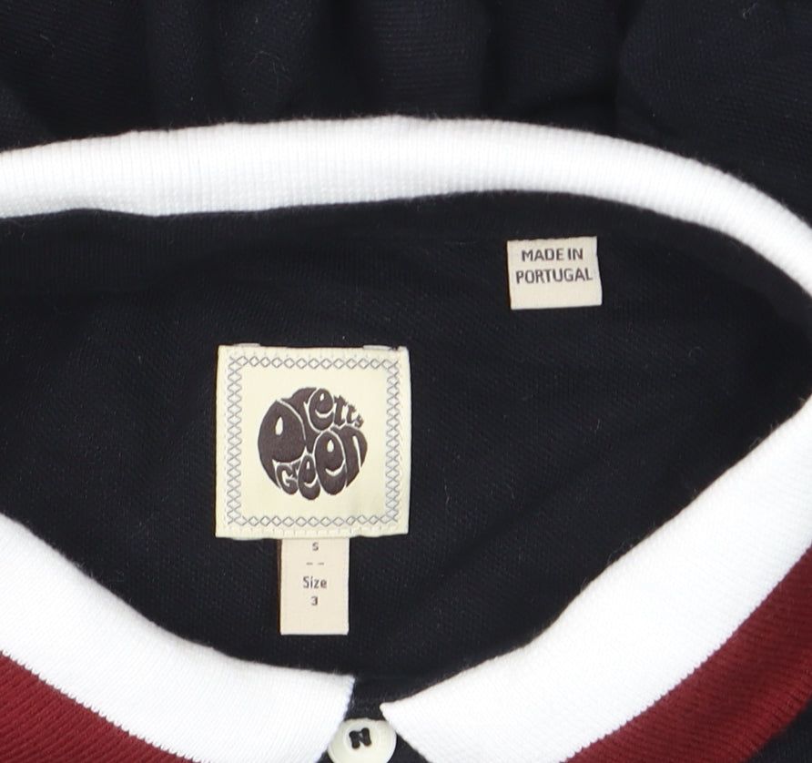 Pretty Green Men's Black Slim Fit Polo Shirt Size M Cotton
