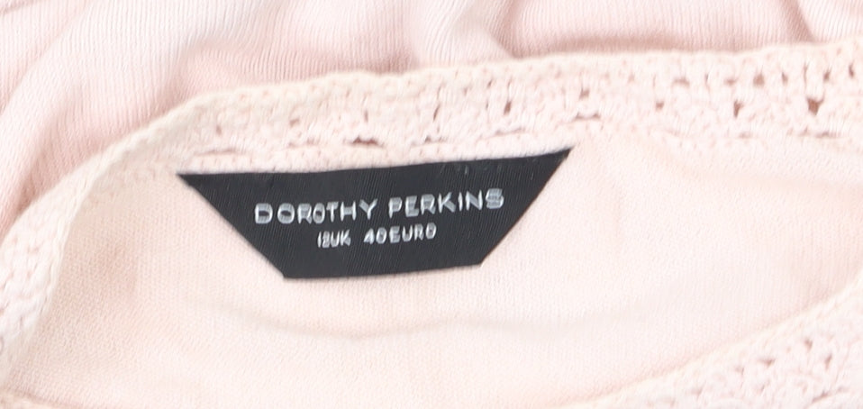 Dorothy Perkins Women’s Pink Crochet Long Sleeve Pullover Jumper Size 12