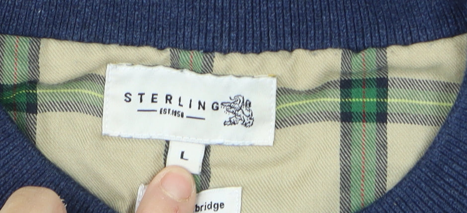 Sterling Men's Blue Cotton Crew Neck Pullover Jumper L