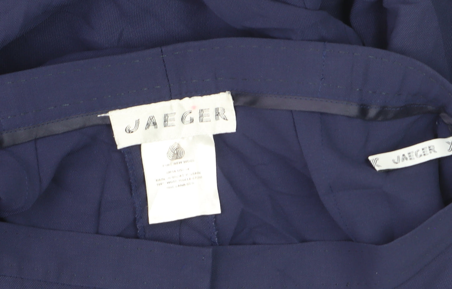 Jaeger Women’s Blue Wool Pleated Dress Trousers Size 12 Classic Fit