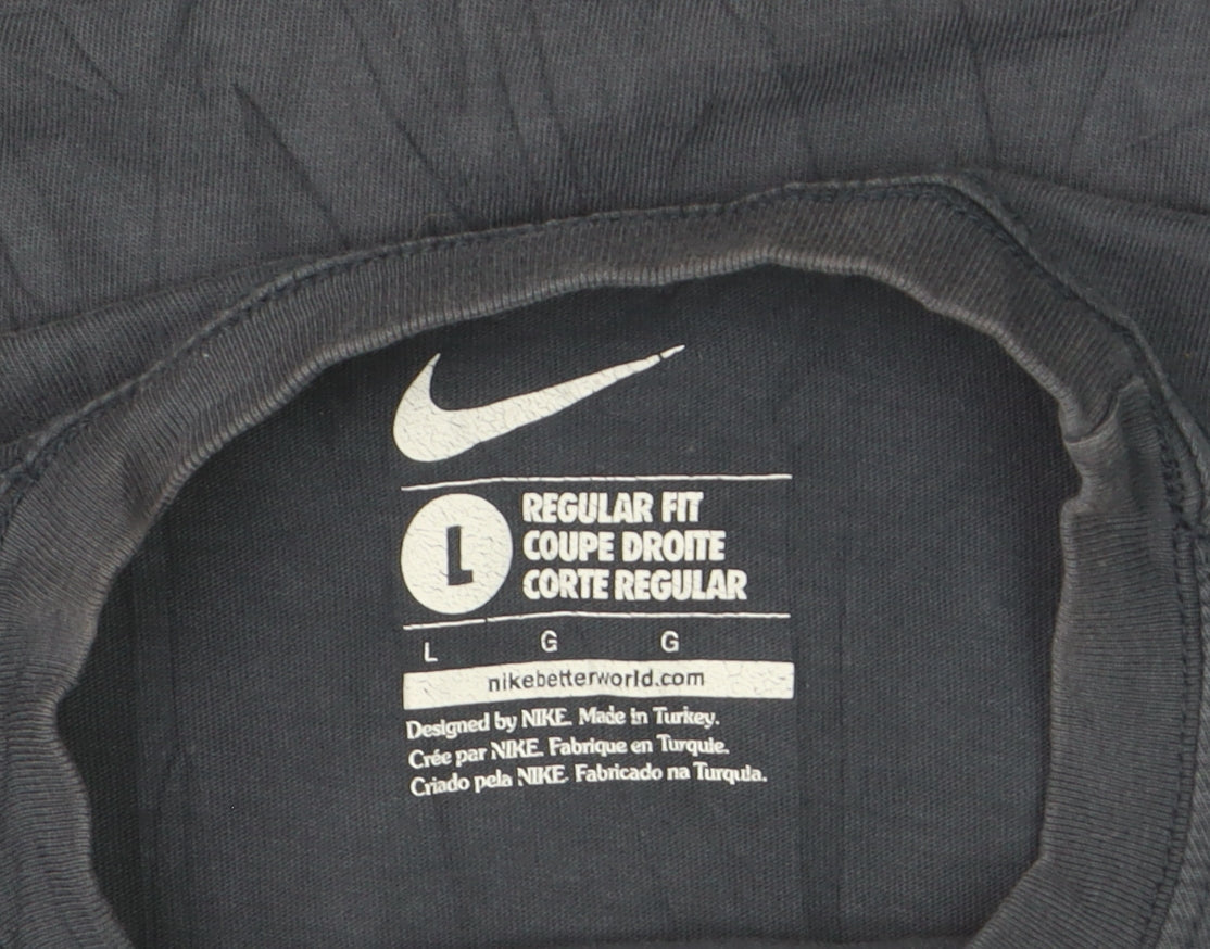 Nike Men's Blue Regular Fit Graphic Logo T-Shirt Size L