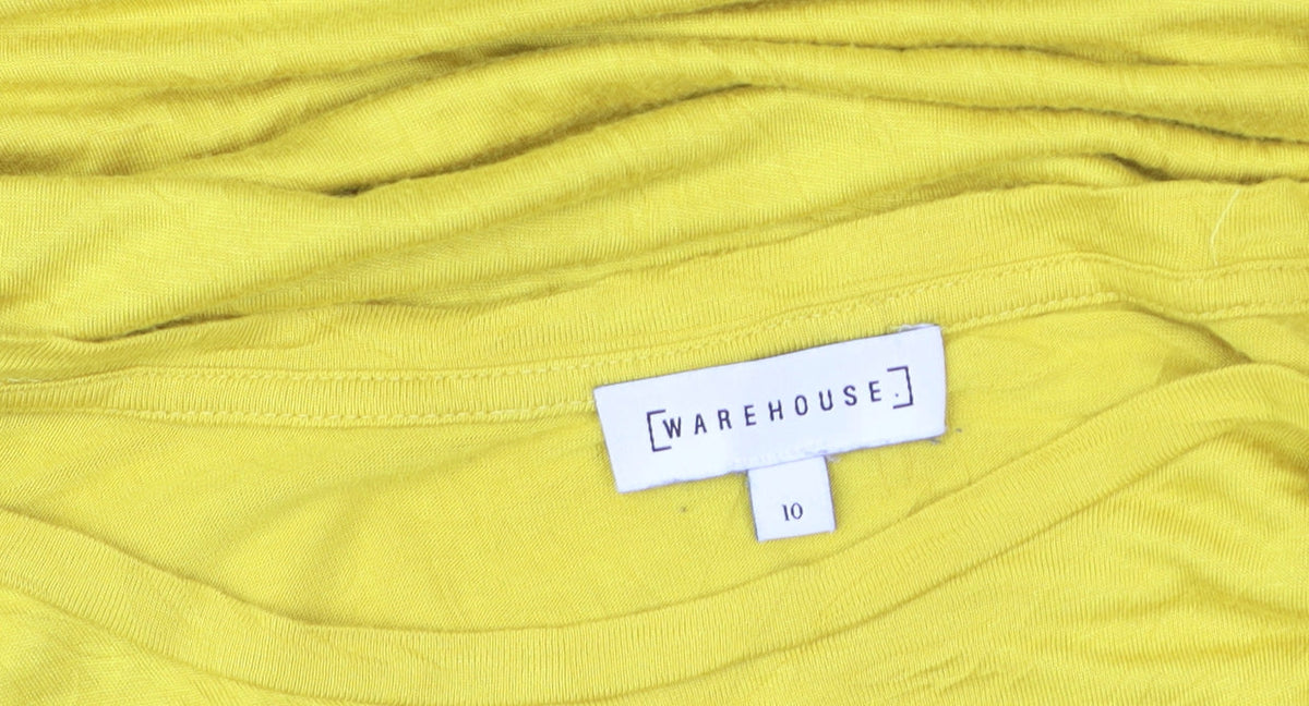 Warehouse Women's Yellow Short Sleeve Basic Viscose T-Shirt Size 10