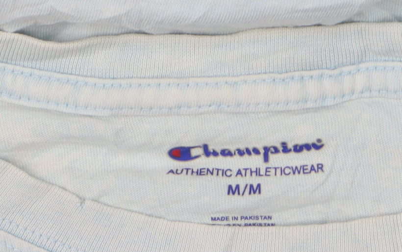 Champion Men's Blue Regular Fit Crew Neck Cotton T-Shirt M
