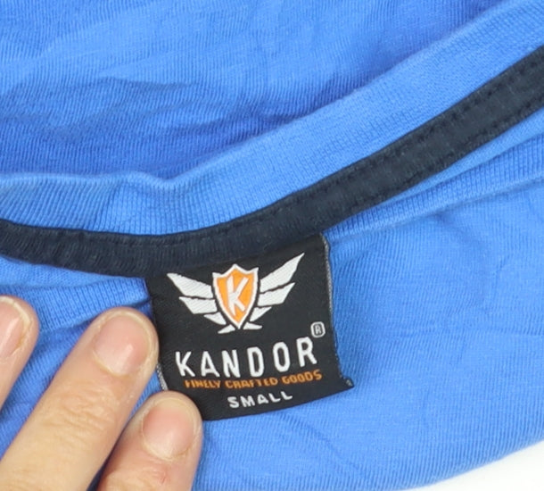 Kandor Men's Blue Cotton Crew Neck Short Sleeve T-Shirt Size S