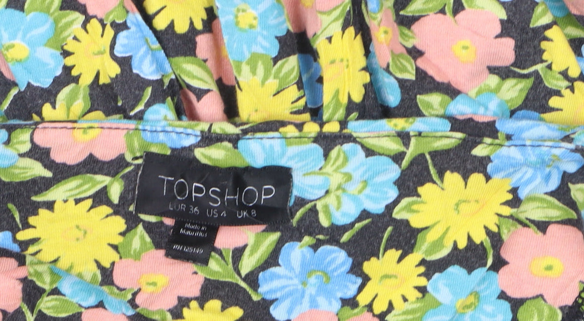 Topshop Womens Multicoloured Floral Cotton Tank Dress Size 8