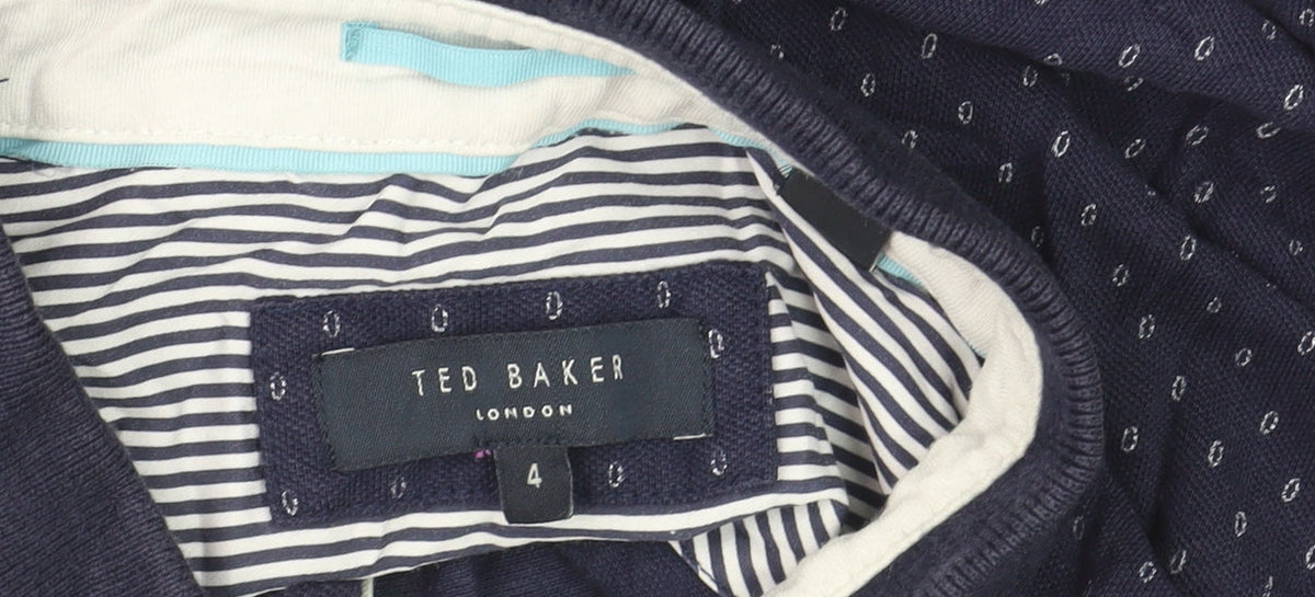 Ted Baker Men's Blue L Geometric Cotton Polo Shirt