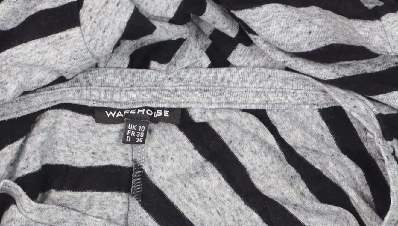 Warehouse Women’s Grey Striped Long Sleeve Pullover Jumper Size 10