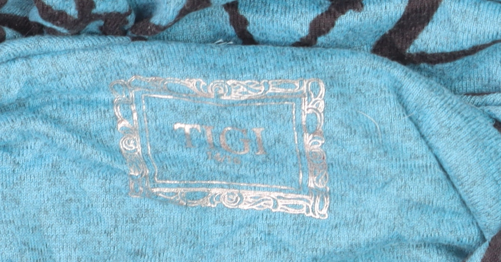 TIGI Womens Blue Floral Cowl Neck 3/4 Sleeve Pullover Jumper Size M