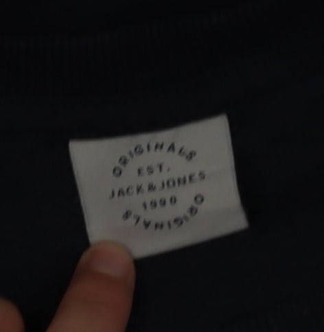 Jack & Jones Mens Blue Graphic Pullover Sweatshirt Size L