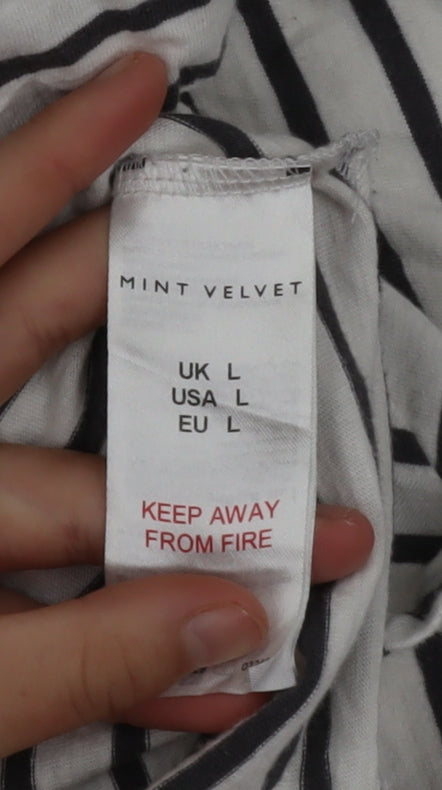 Mint Velvet Womens White Striped Wrap Blouse L