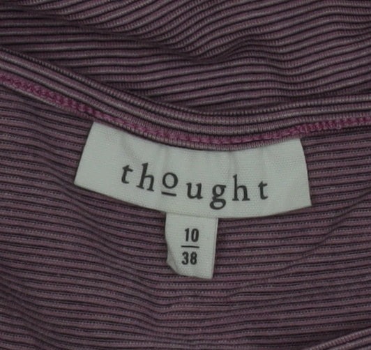 Thought Womens Purple Striped Long Sleeve Jersey Top Size 10