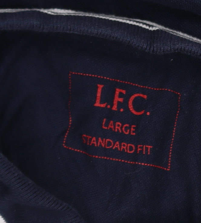 L.F.C. Men's Blue Cotton Short Sleeve Polo Shirt Large