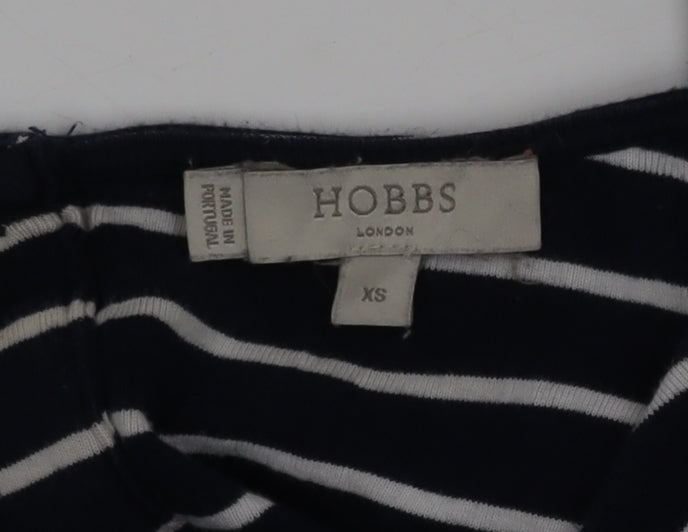 Hobbs Womens Blue Striped Boat Neck 3/4 Sleeve T-Shirt XS