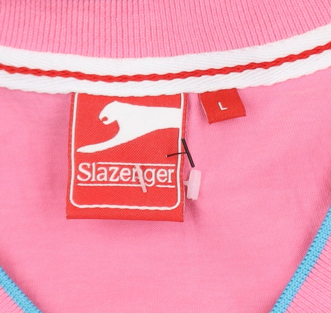Slazenger Men's Pink V-Neck Cotton T-Shirt Size L