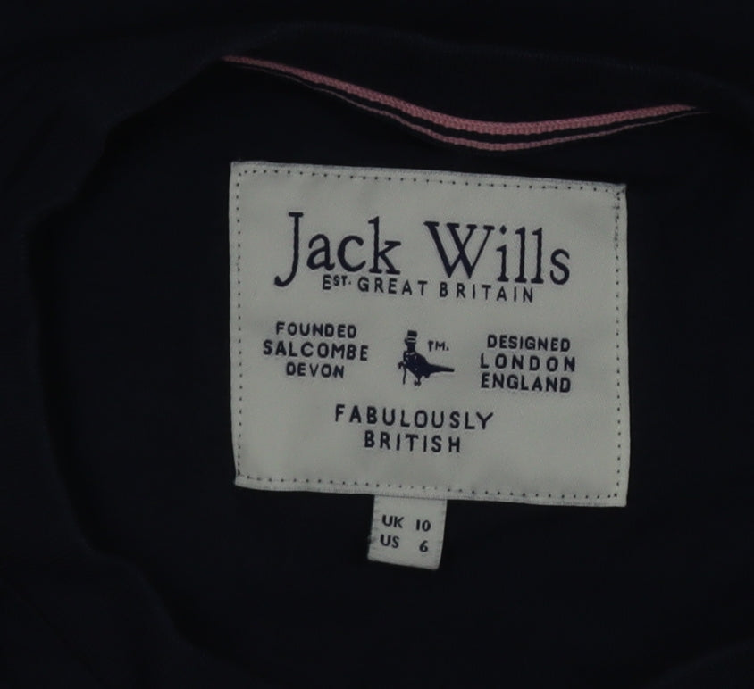 Jack Wills Womens Blue Cropped Cotton T-Shirt UK 10