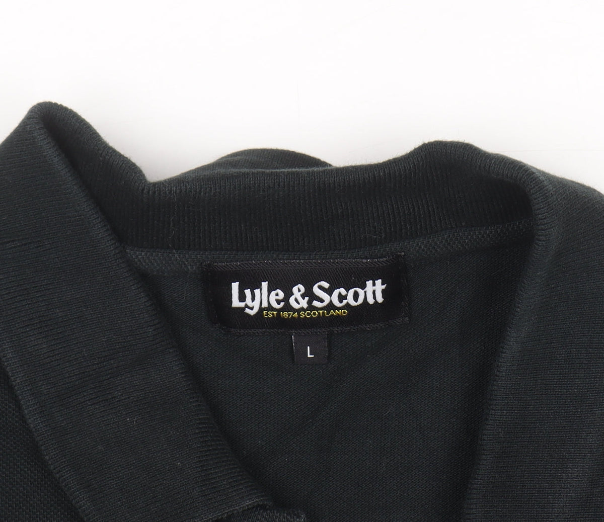 Lyle & Scott Men's Black Long Sleeve Polo Shirt Size L Cotton