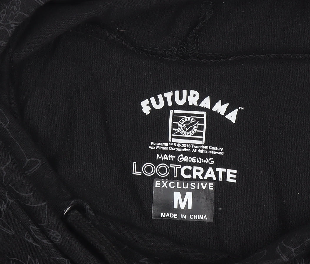 Lootcrate Futurama Men's Black Short Sleeve Pullover Hoodie M