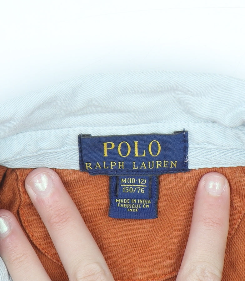 Ralph Lauren Teens Brown Collared Long Sleeve Rugby Polo Shirt M