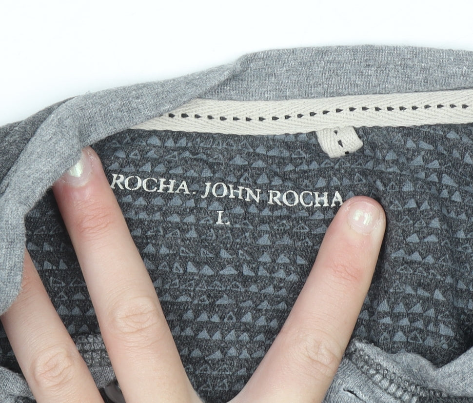 Rocha John Rocha Men's Grey Cotton Henley Long Sleeve Shirt L