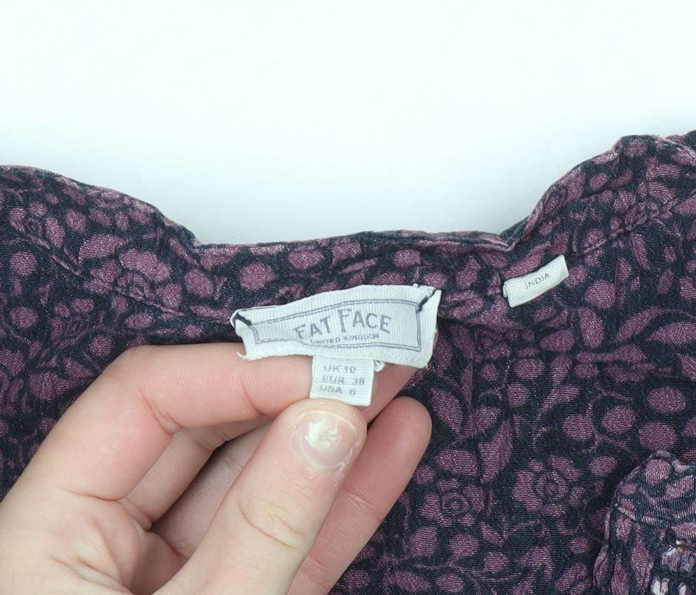 Fat Face Women's Purple Floral Long Sleeve Blouse Size 10