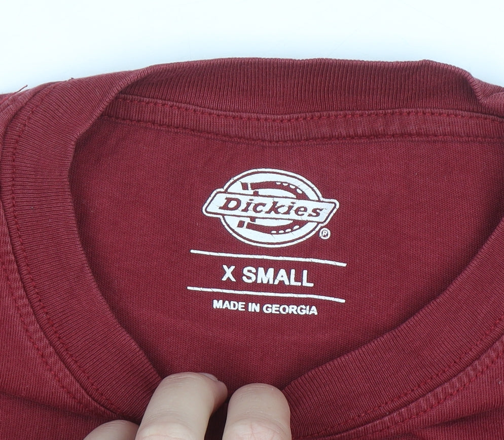 Dickies Men's Red XS Crew Neck Cotton Short Sleeve T-Shirt