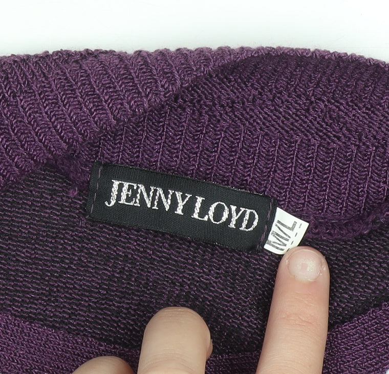 Jenny Loyd Womens Purple Knit Long Sleeve Open Cardigan M