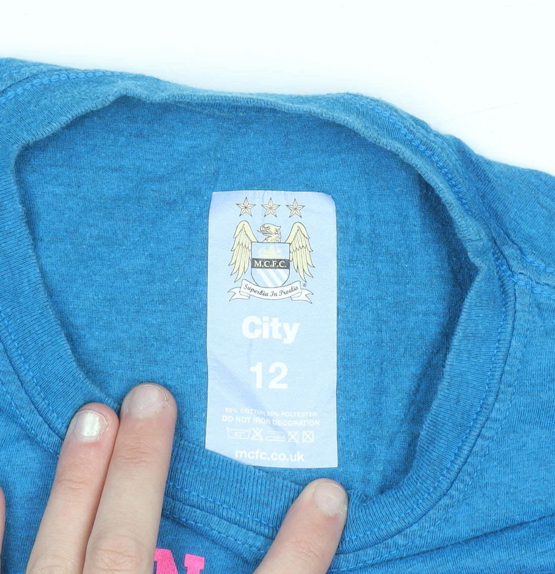 MCFC Women's Blue Army T-Shirt Size 12 Blue Short Sleeve Crew Neck