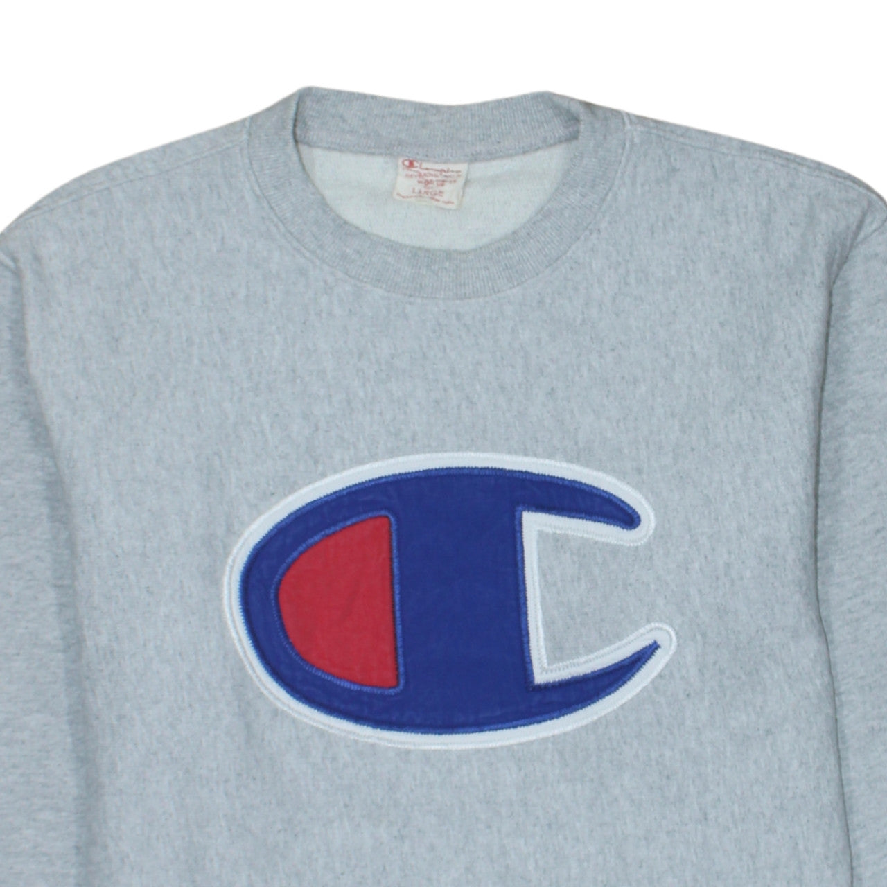 Champion Mens Grey Large Pullover Crew Neck Logo Sweatshirt