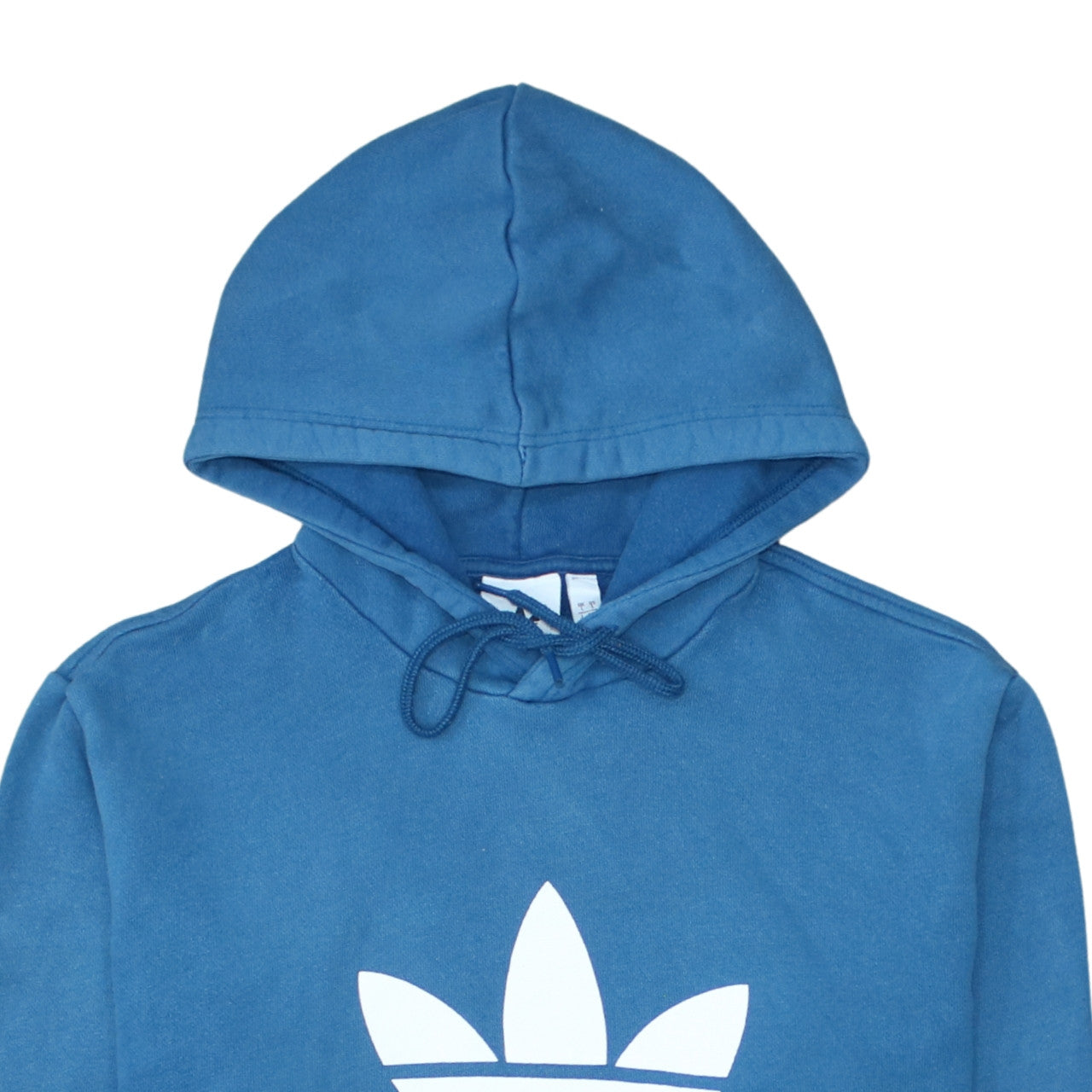 Adidas Mens Blue Pullover Hoodie L Logo Fleece Sweatshirt