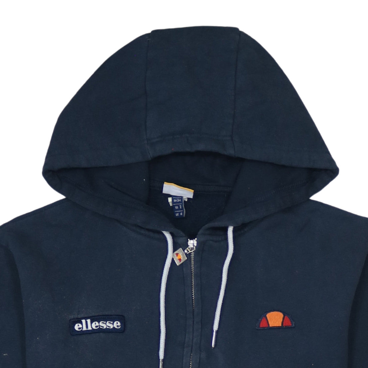 Ellesse Women's Navy Full Zip Hoodie UK 6 Cotton Blend Casual Sweatshirt