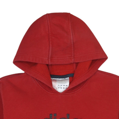 Adidas Boys Red Pullover Hoodie - Size 11-12 Years, Classic Logo Design