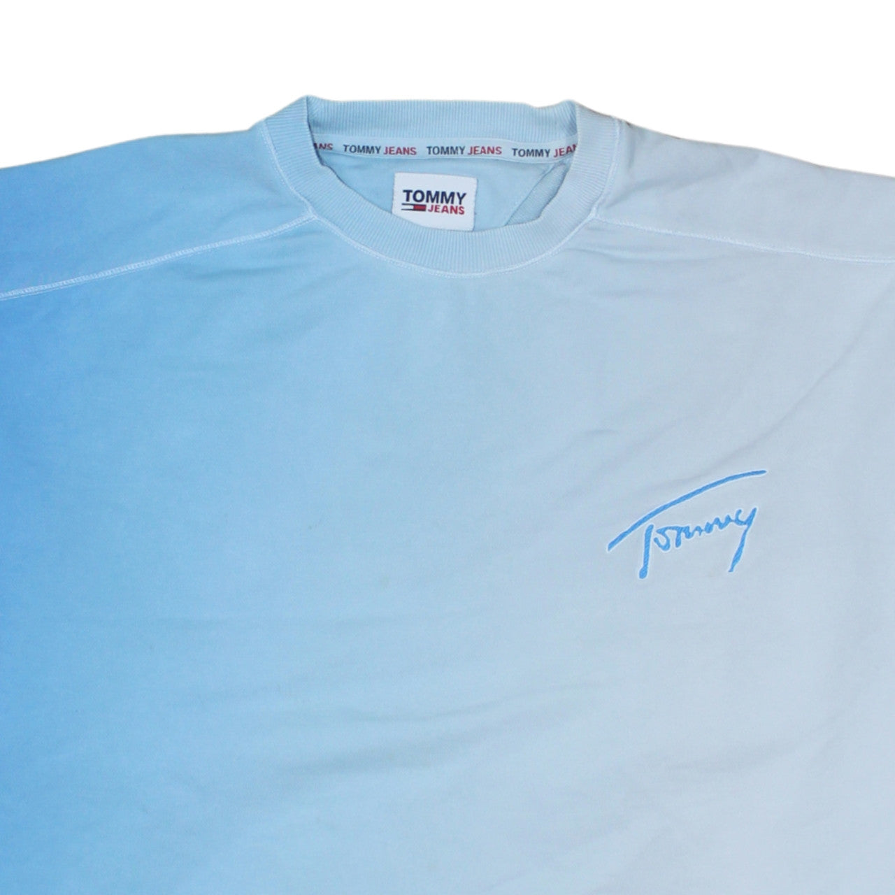 Tommy Jeans Men's Blue L Pullover Sweatshirt Crew Neck Logo Cotton