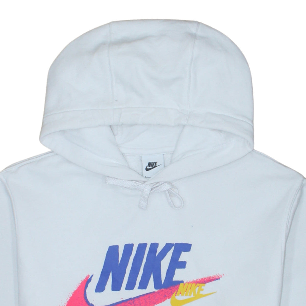 Nike Women's White Pullover Hoodie Small Logo Print Cotton Blend