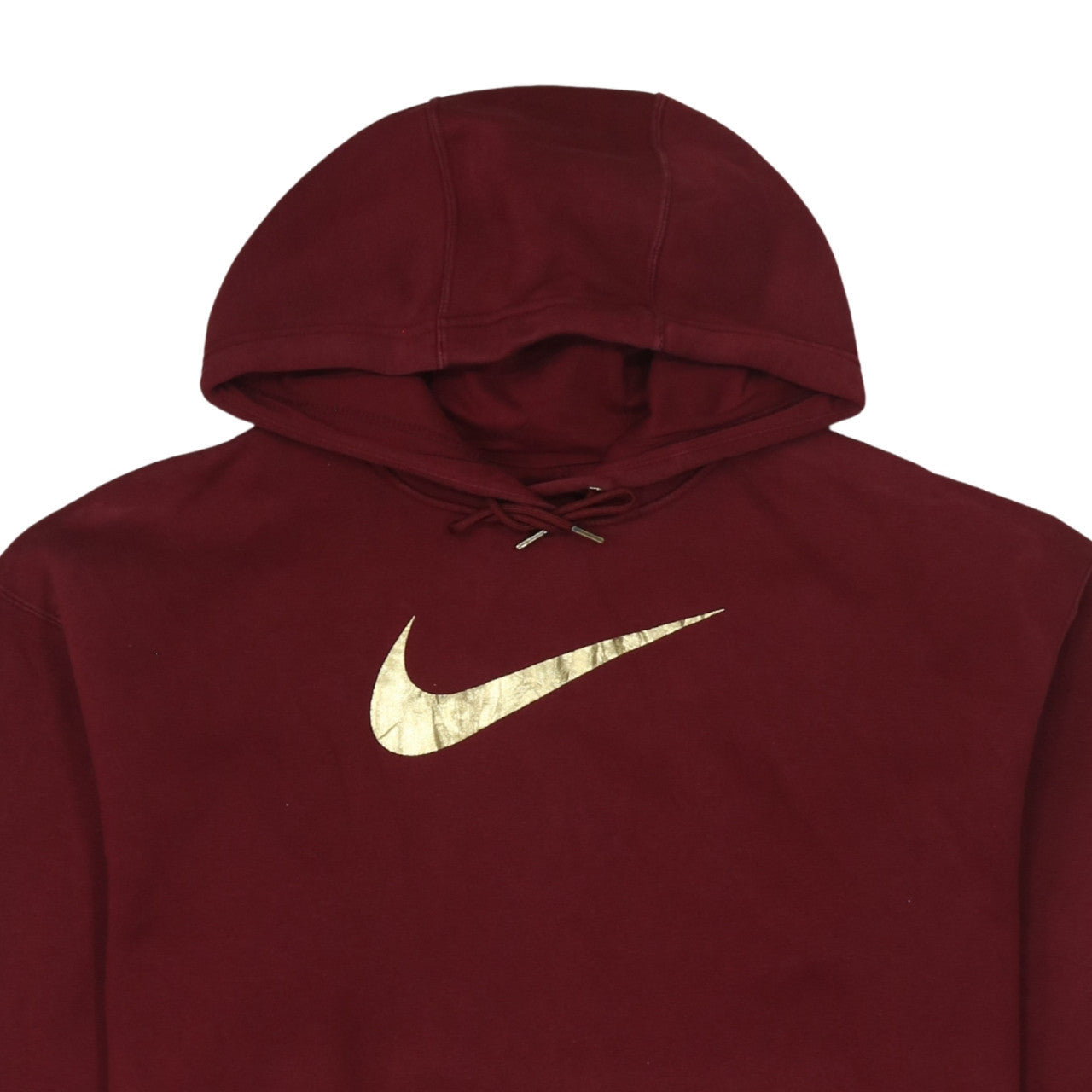 Nike Womens Burgundy Gold Logo Pullover Hoodie Size M