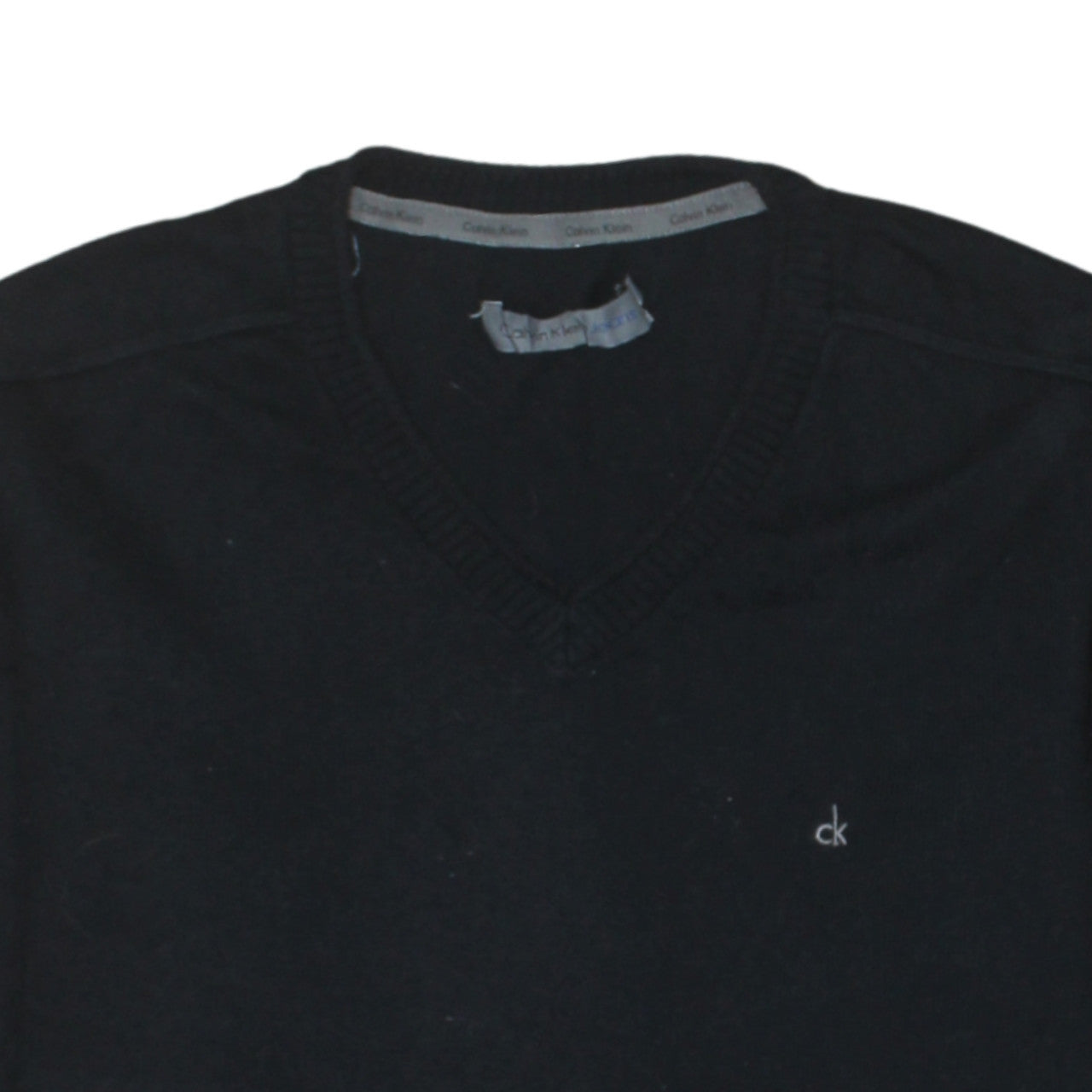 Calvin Klein Jeans Men's Black V-Neck Cotton Cashmere Jumper Size S