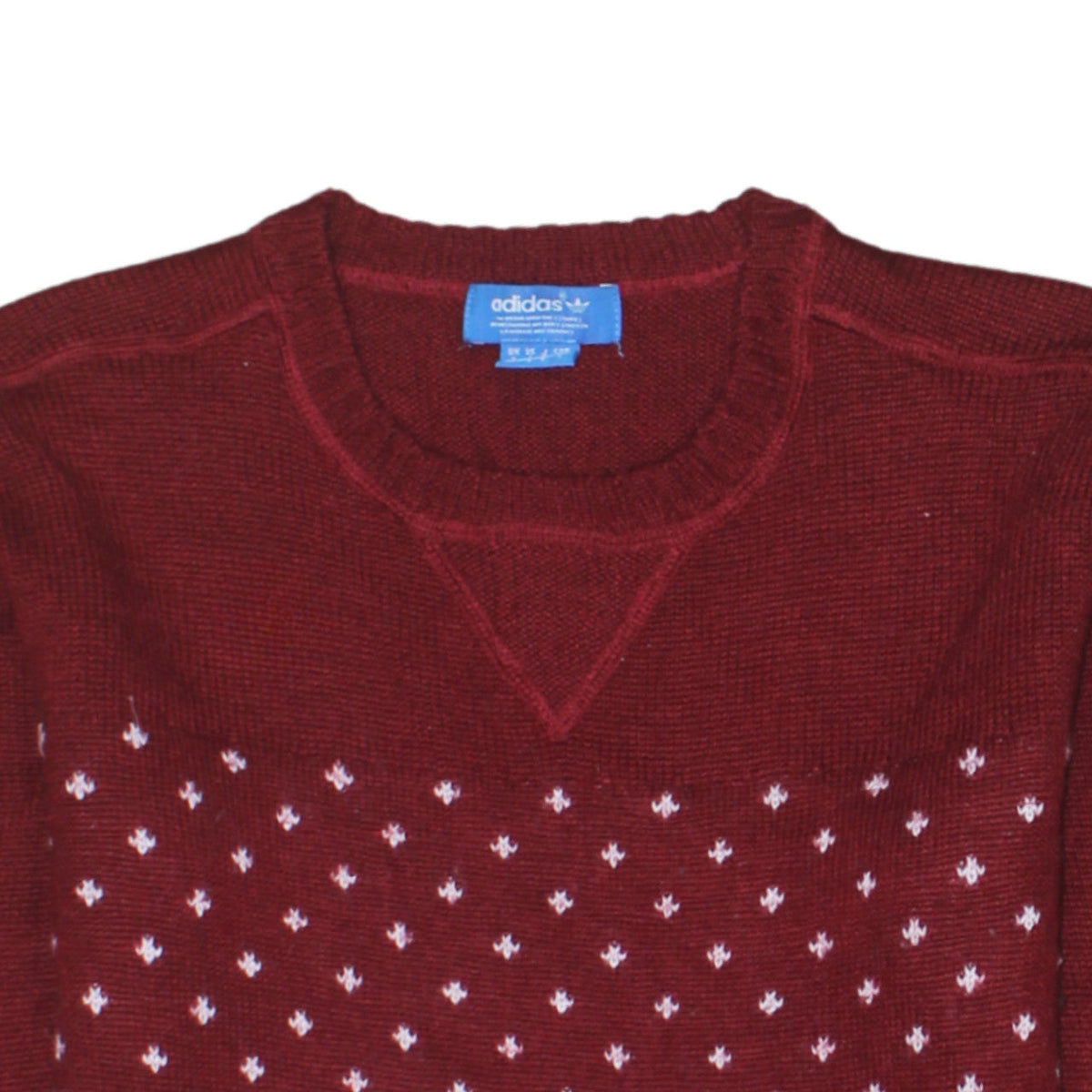 Adidas Women Burgundy Fair Isle Knit Jumper Size L Winter Casual