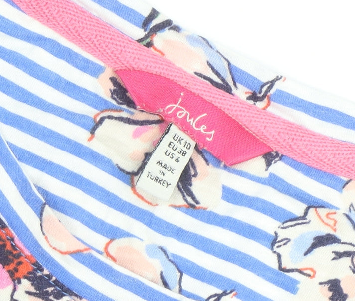 Joules Womens Blue Floral Stripe Cotton T-Shirt UK 10