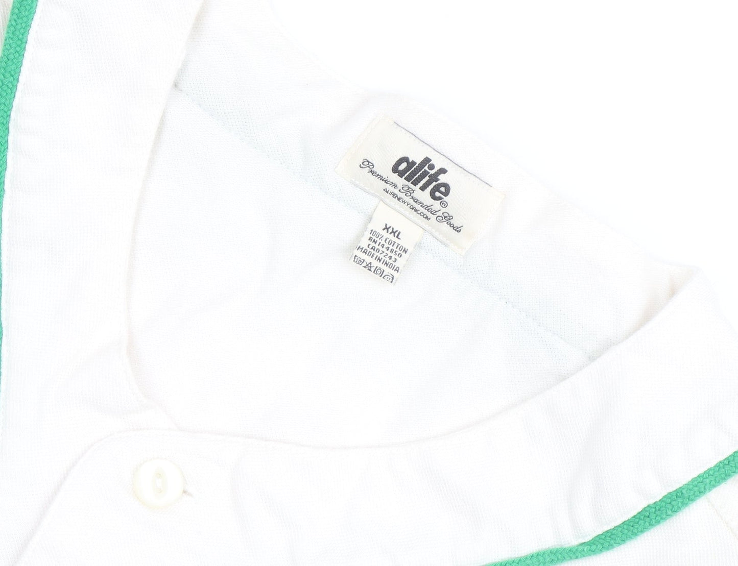 Alife Men's White 2XL Baseball Polo Shirt with Embroidered Logo