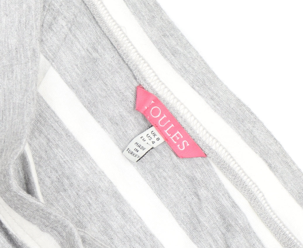 Joules Womens Grey White Striped Jersey Pencil Skirt Size 8