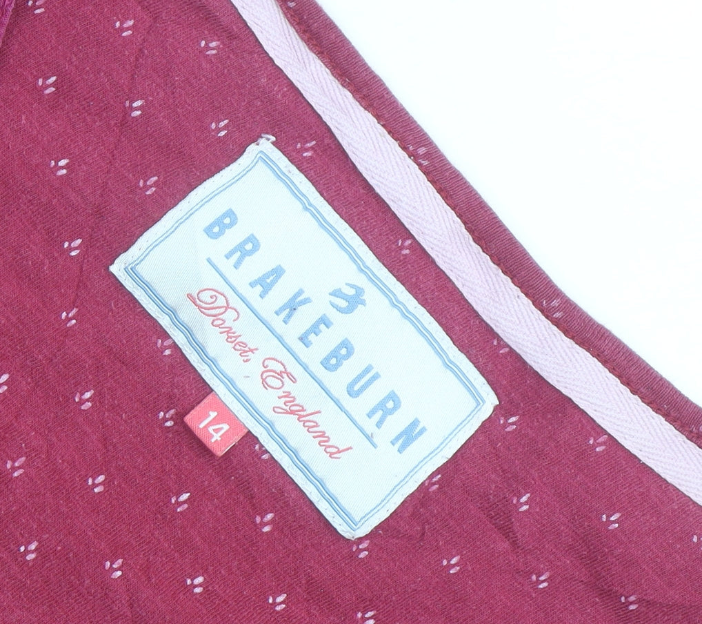 Brakeburn Women’s Red Wrap Jersey Blouse Size 14 Cotton