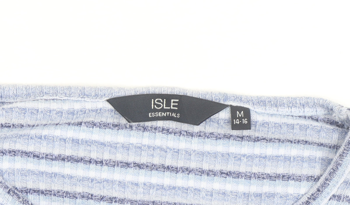 ISLE Essentials Women's Blue Striped Long Sleeve Knit Top Size 14-16