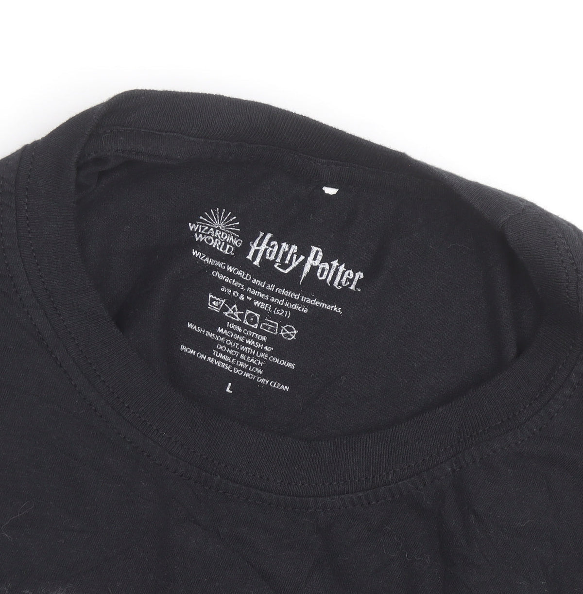 Harry Potter Hogwarts Crest Black Cotton Men's T-Shirt L