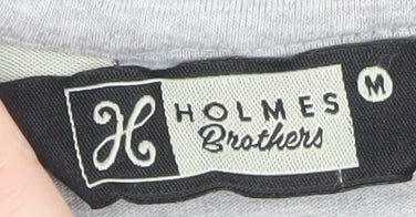 Holmes Brothers Men's Grey Graphic Print Cotton T-Shirt Size M