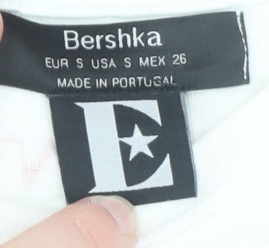 Bershka Women White Elton John Graphic T-Shirt Size S