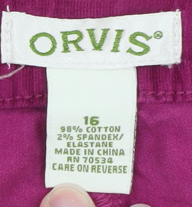 Orvis Women's Pink Corduroy Straight Jeans Size 16 Regular