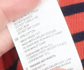 Mantaray Women’s Orange Stripe Cotton T-Shirt Dress Size 12