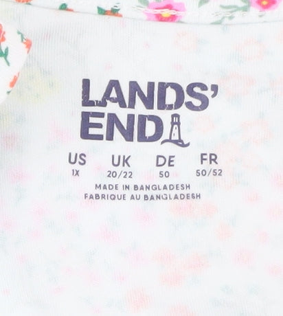 Lands' End Women's Multicoloured Floral Cotton Tank Top Plus Size 20