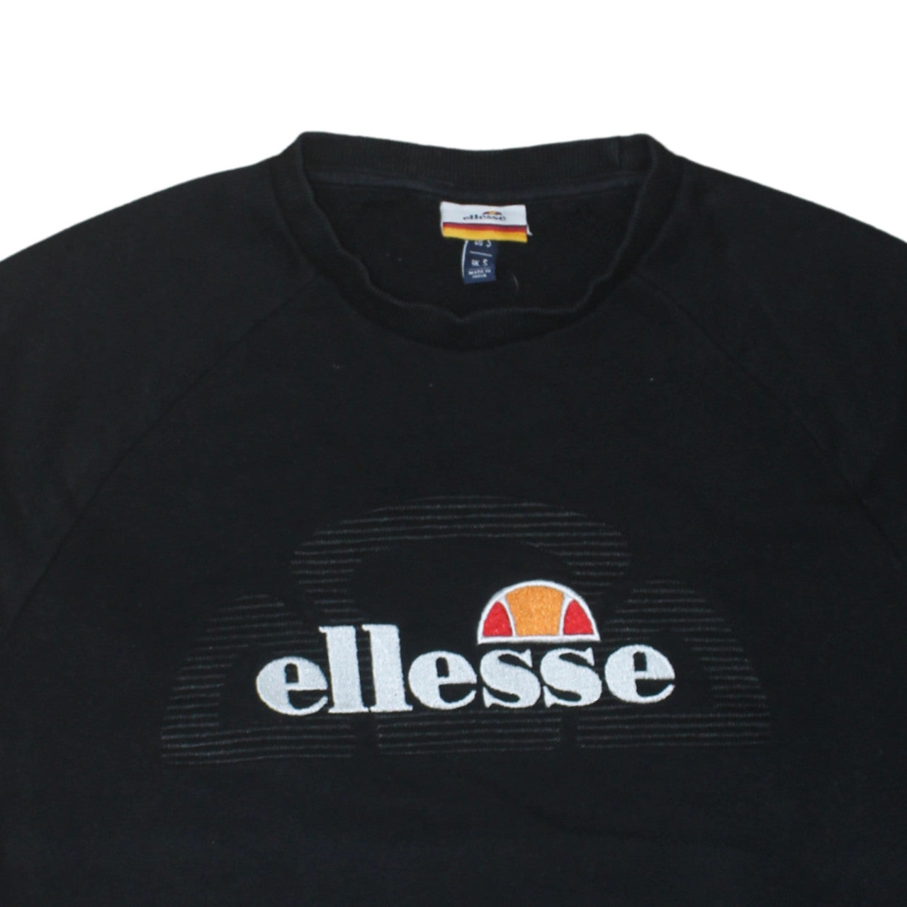 Ellesse Men's Black Crew Neck Embroidered Sweatshirt Size S