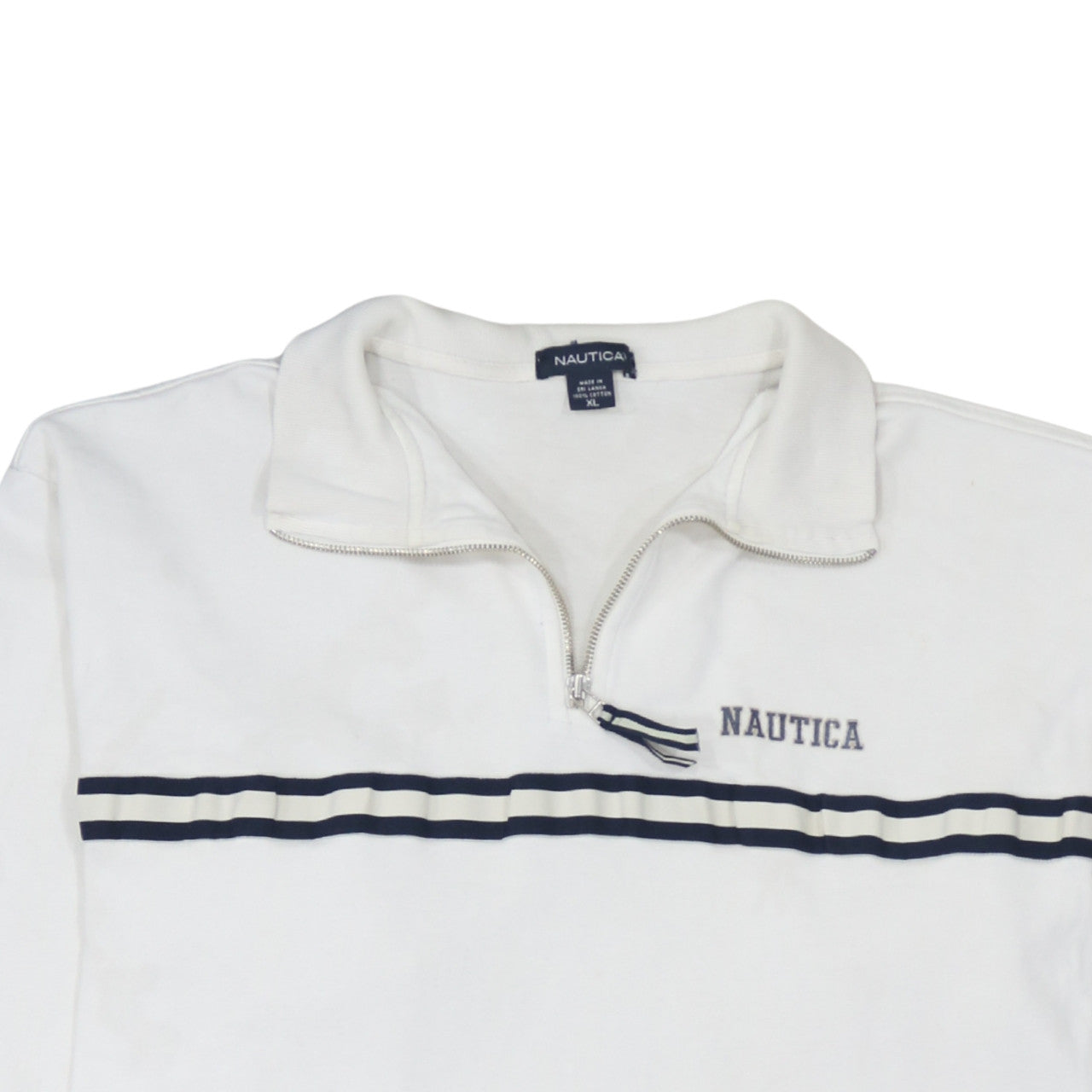 Nautica Men's White XL 1/2 Zip Collared Cotton Sweatshirt