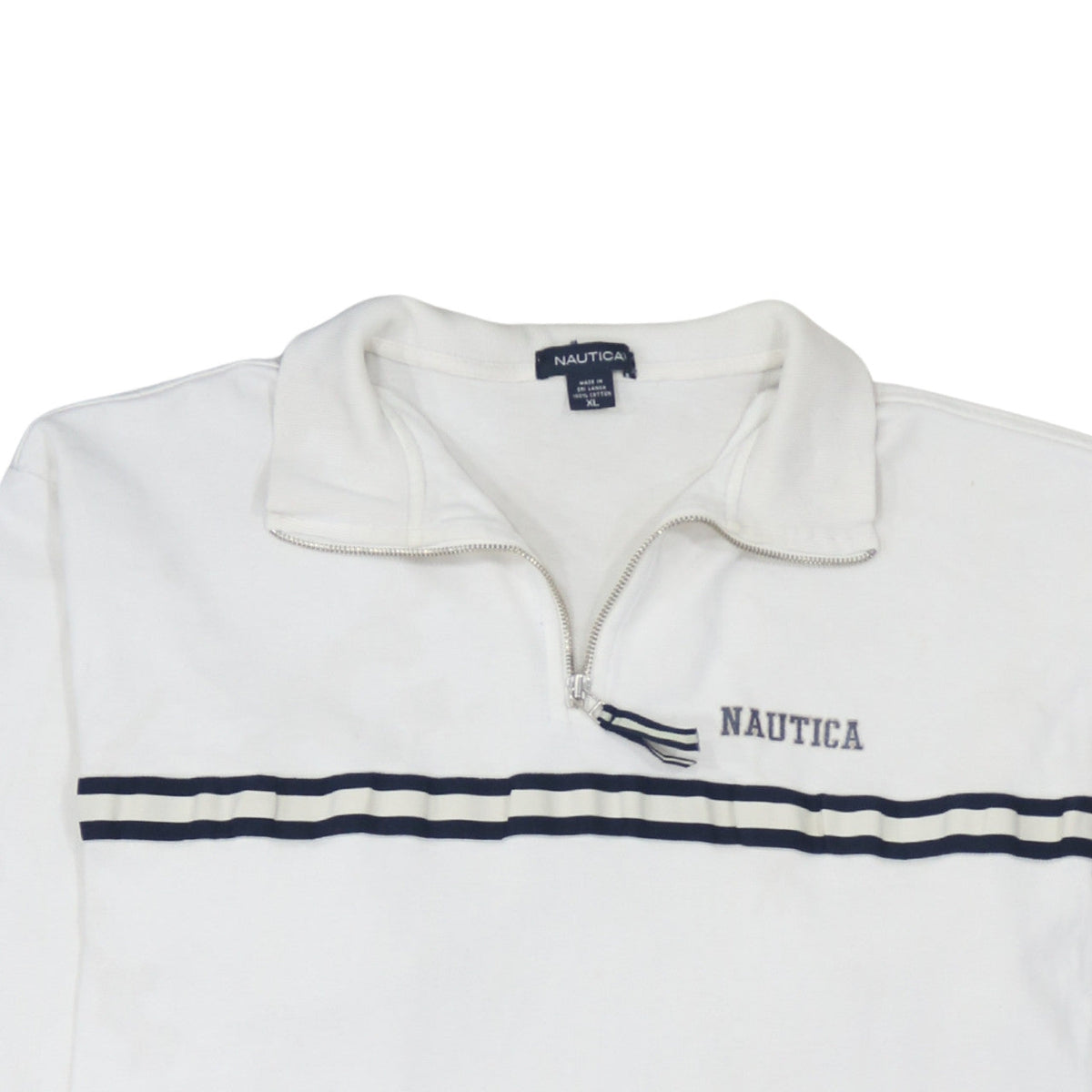 Nautica Men's White XL 1/2 Zip Collared Cotton Sweatshirt